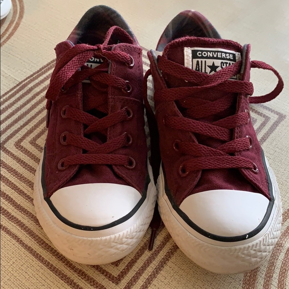 Boys or Girls Converse Burgundy with Plaid inside